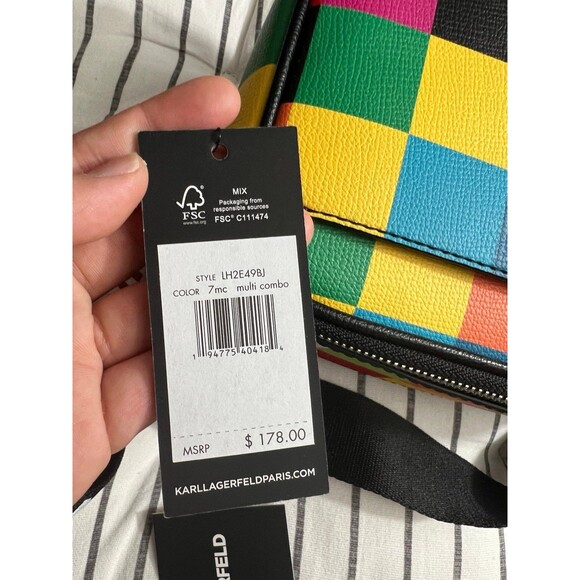Karl Lagerfeld Paris Multi Combo Crossbody Bag - Colorful Grid Design NWT - Picture 6 of 6